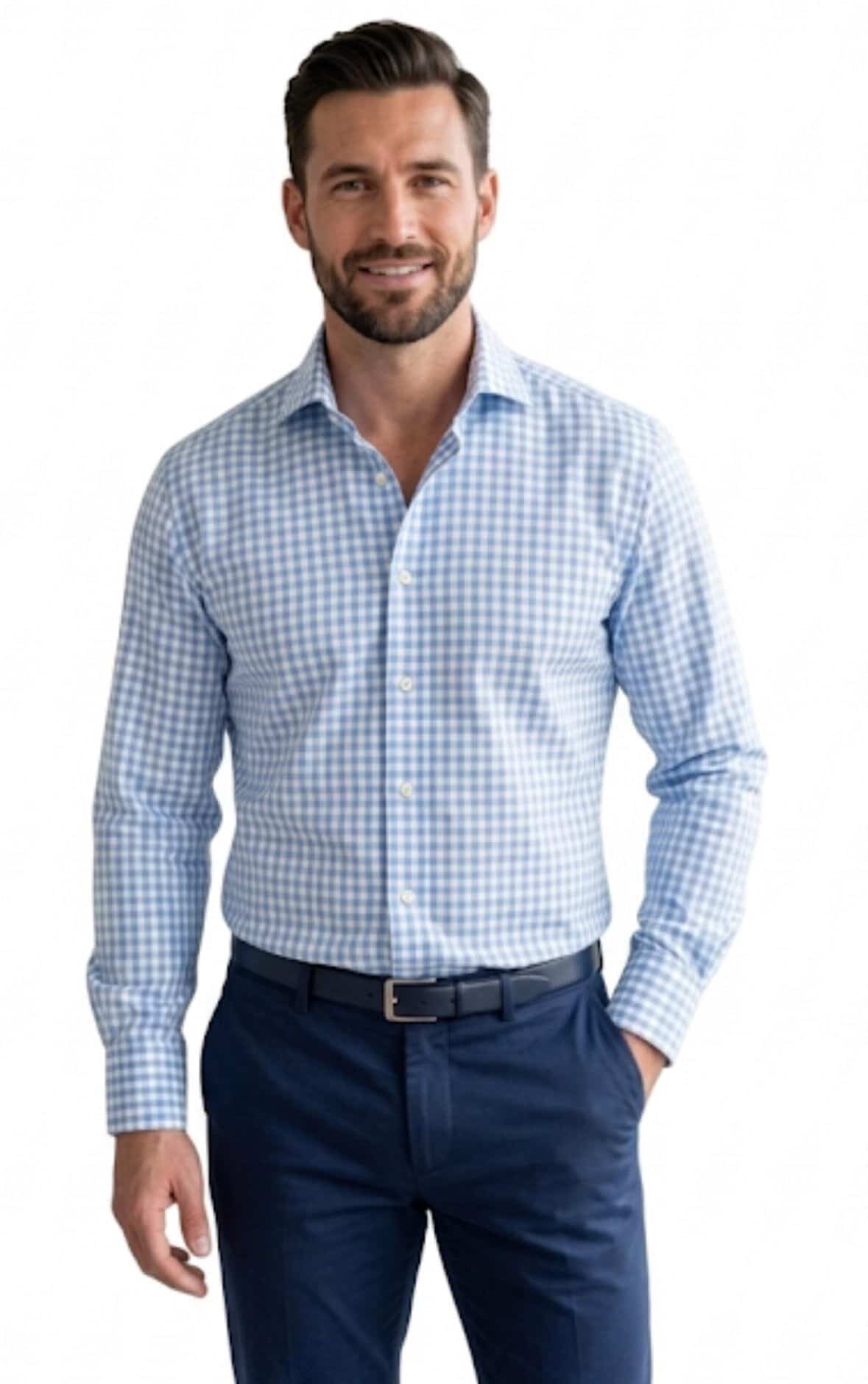 MIX BRANDS CHECKERED BLUE FORMAL SHIRT FOR MEN