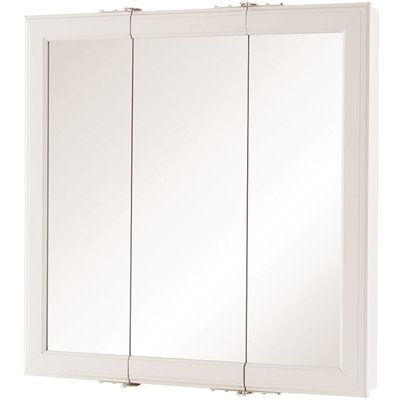 Design House 545293-WHT Assembled Framed Tri-View Surface-Mount Bathroom Medicine Cabinet Mirror, 24" W x 4.75" D x 24" H, White