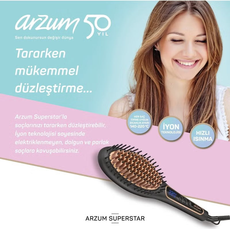 Arzum Superstar Hair Straightener Brush Black AR5036