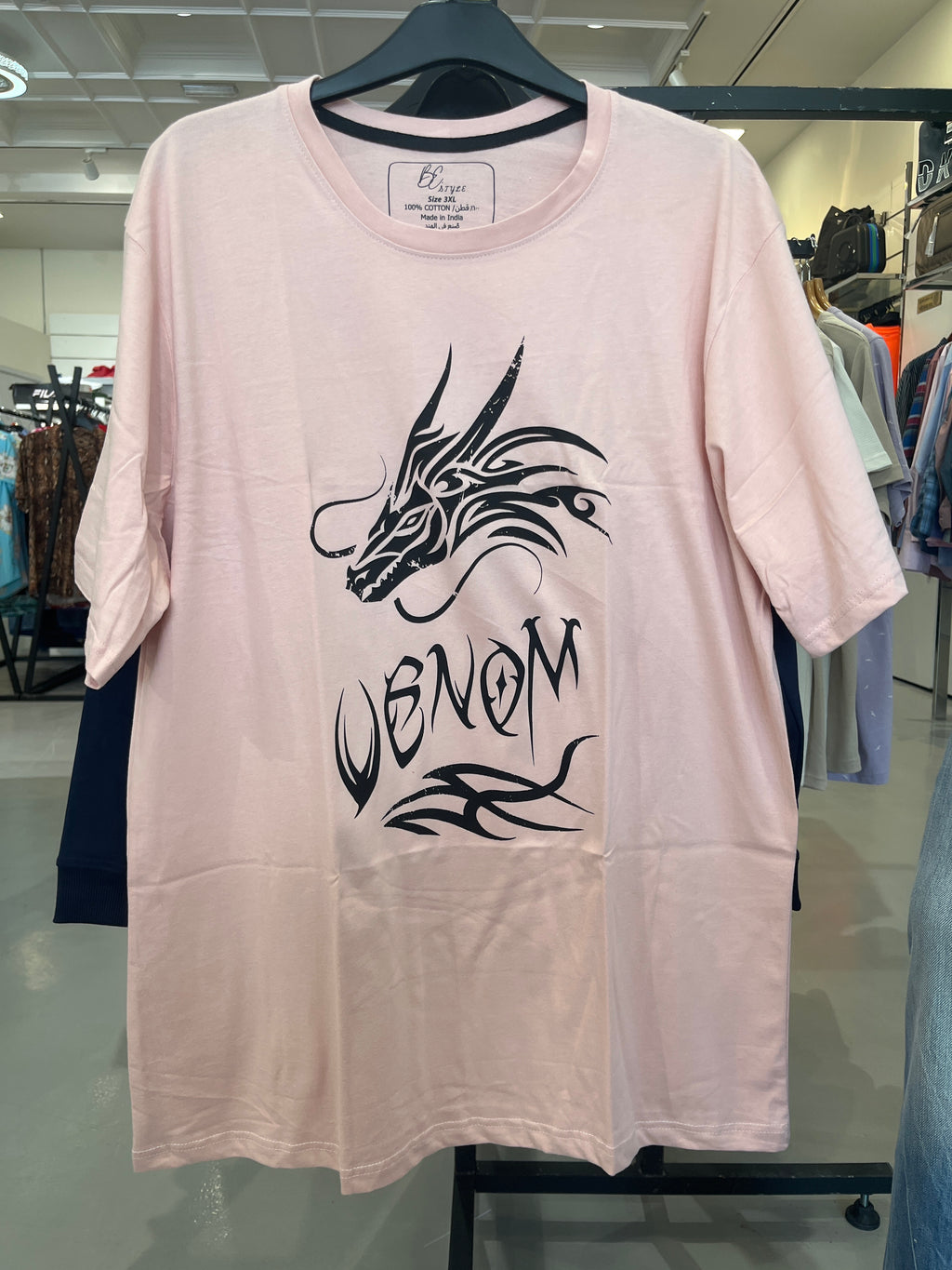 BS Style Men's Rose pink "VENOM" Graphic Printed T-Shirt