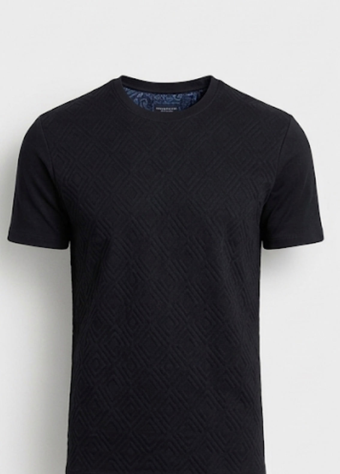 DENIM & FLOWER TEXTURED NAVY T-SHIRT MEN