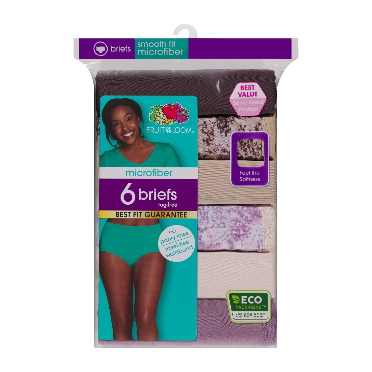 SIZE: 3XL - Fruit of the Loom Women's Microfiber Brief Underwear, 6-Pack