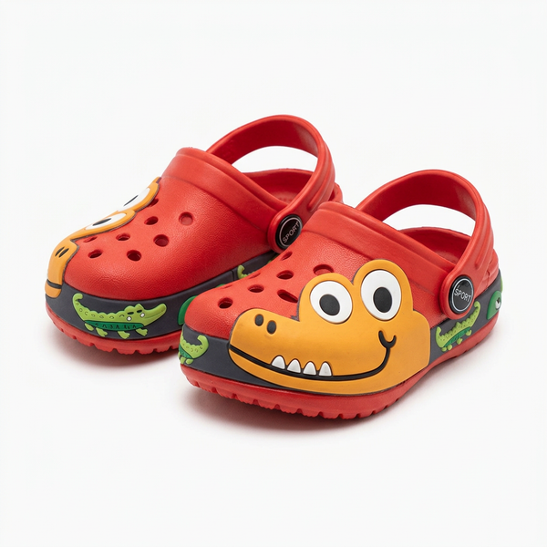 Clogs Kids' Classic Red with Cute Cartoon Dinosaur & Crocodile Graphics