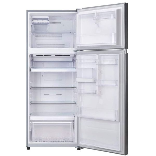 Toshiba 640L Double Door Refrigerator GRH655(DS) with stainless steel finish, featuring ample storage space and convenient compartments. Ideal for modern kitchens.