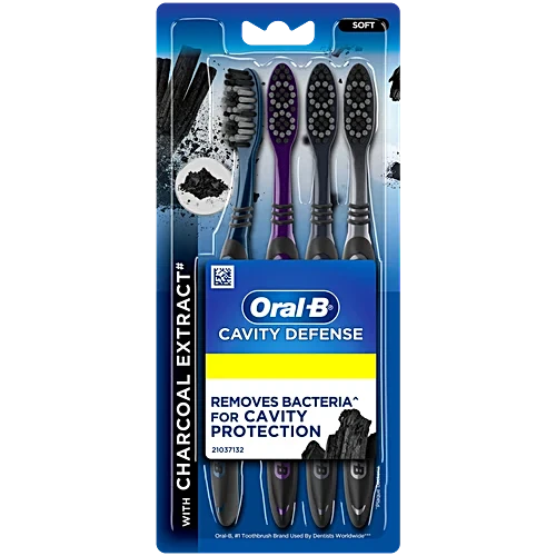 Oral-B Cavity Defense Toothbrush With Charcoal Extract, Soft, Cleans Deep, Removes Stain