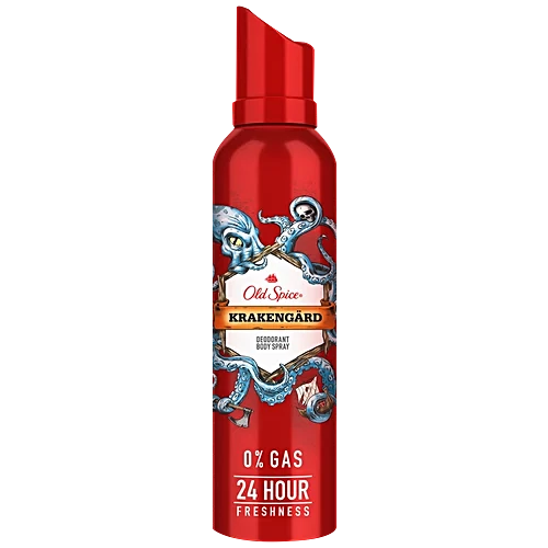 Old Spice Deodorant Body Spray - Krakengard, 0% Gas & 24 Hour Freshness, Long-Lasting Fragrance, 140 ml