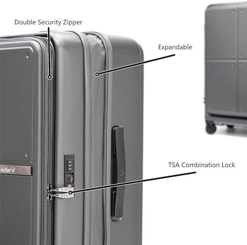ANTLER Front Pocket Hardside Luggage Set of 2, Expandable 4 Double Wheeled Suitcase for Travel And business Trip. Anti Theft Double Zipper, TSA Lock (Beige)