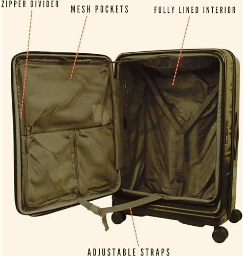 Pierre Cardin Front Zipper Luggage Lightweight Hardside Suitcase for Travel, TSA Approved, ANTI Theft Double Zipper (TERA COTTON, Set of 3)