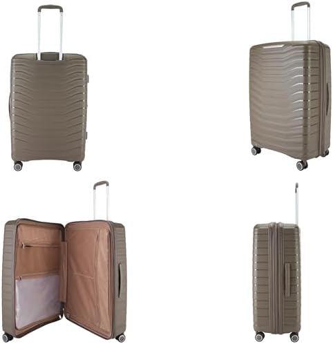 Pierre Cardin Luggage Lightweight Suitcase for Travel,Unbreakable Luggage, 4 Sppiner Wheels.Set of 3 (Khaki)