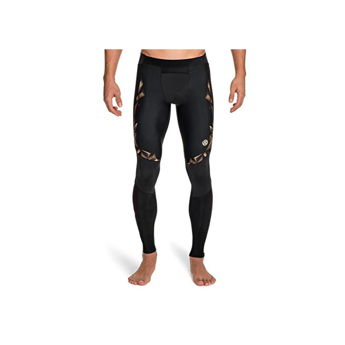 SKINS Men's A400 Compression Long Tights, Black/Gold, Large Short