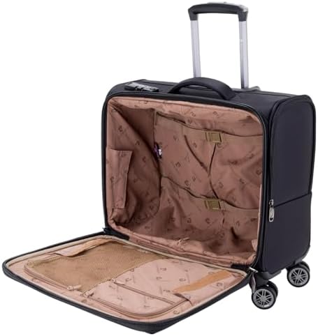 Pierre Cardin Rolling Laptop Case Set of 2 Pilot Business Bag for Travel And Laptop briefcase,International Lock 8Wheel For Easy Moveing