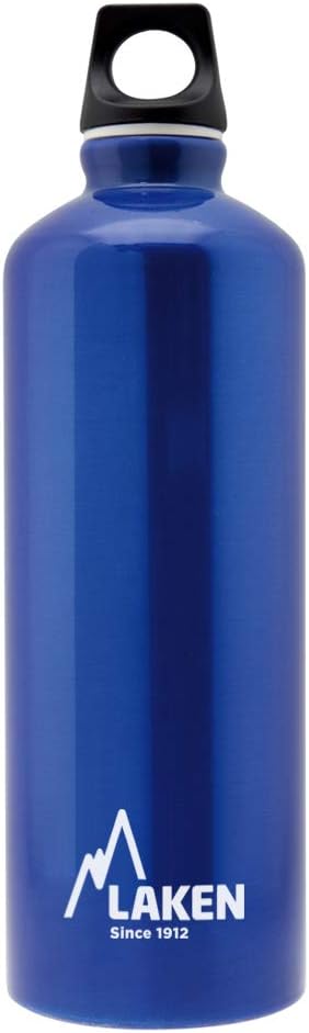 Laken Futura Aluminum Water Bottle, Narrow Mouth, Screw-On Lid with Loop, Leakproof, BPA Free, Made in Spain, 34oz,Blue