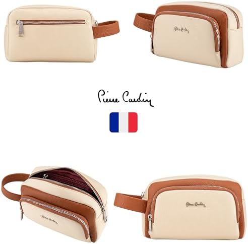 Pierre Cardin Unisex Essential Water Repellent Washbag For Travel, Men Multi Purpose Pouch For Office And Travel PB87087 Beige