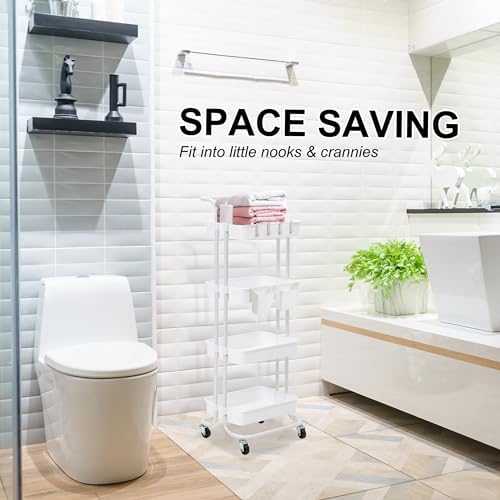 Prince horizon Rolling Storage Utility Cart, Multifunctional Metal Frame Storage Cart for Office, Home, Kitchen, Bedroom, Bathroom, Laundry Room (Black, 39x36x108 CM)