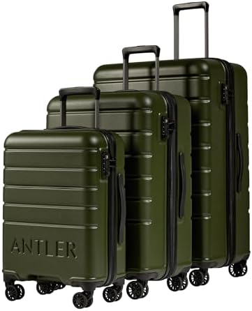 ANTLER - Logo Hard Shell Cabin Suitcase, 55x40x20cm 35.2L, Lightweight & Small, 4 Spinner Wheels - Adjustable Handle,