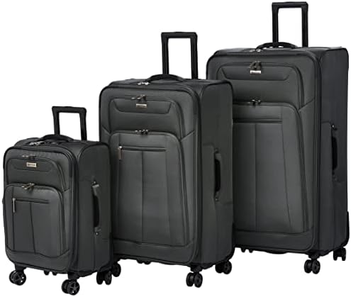 Pierre Cardin Premium Luggage With TSA LOCK, 4 wheels (Set of 3, Grey)
