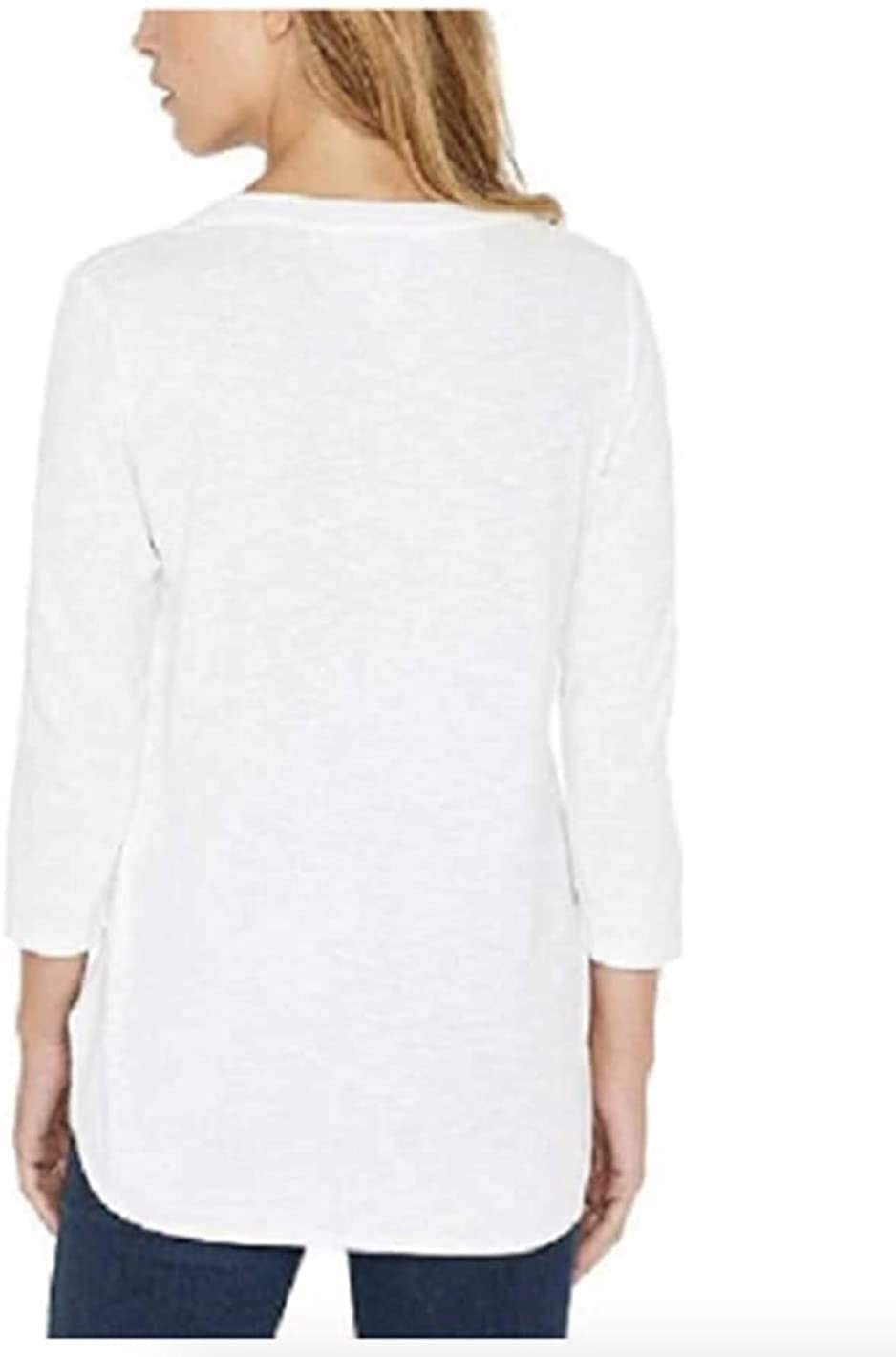SIZE: XL - KIRKLAND Signature Ladies' Cotton Slub Tee (US, Alpha, Large, Regular, Regular, White)