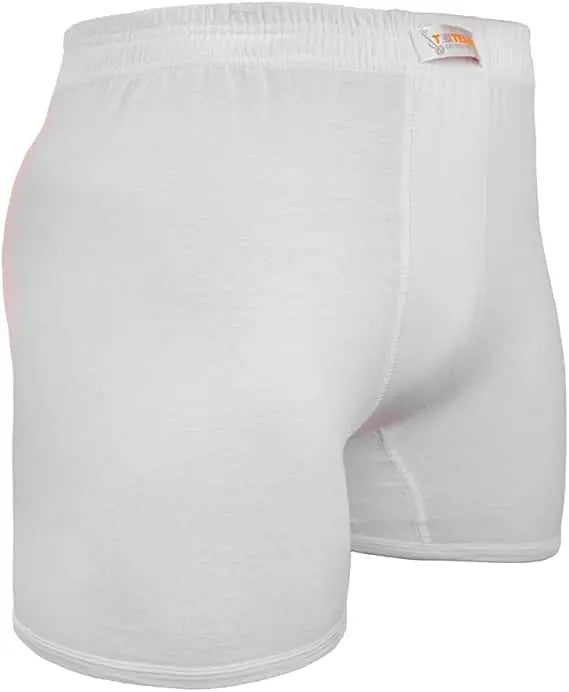 White boxer shorts  combed  Comfort-Fit Underwear for men's Cotton 100% Long Leg Short Briefs (1 Pack) Closed - Textelo