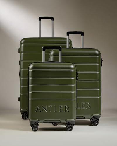 ANTLER - Logo Hard Shell Cabin Suitcase, 55x40x20cm 35.2L, Lightweight & Small, 4 Spinner Wheels - Adjustable Handle,