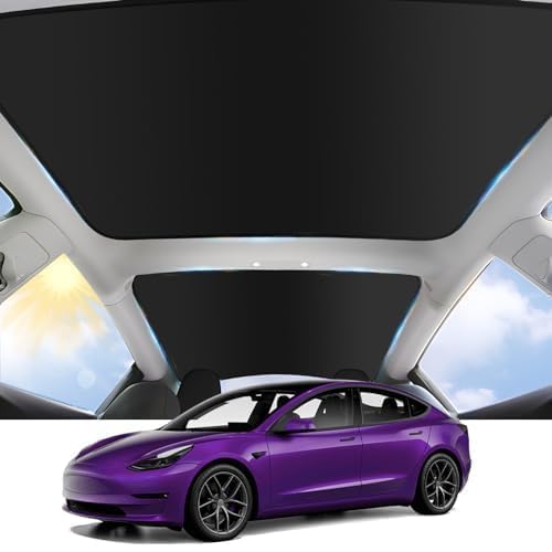 TSLDRV 2024 Newest Sunshade Roof for Tesla Model 3 2023-2021 No-Sag Design Roof Sun Shade for Tesla Model 3 Accessories 2023-2021 Black