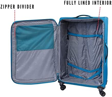 Pierre Cardin Luggage Softside Lightweight Suitcase for Travel, TSA Approved Lock, Anti Theft Double Zipper, Mercury Collection (Set of 3, Grey)