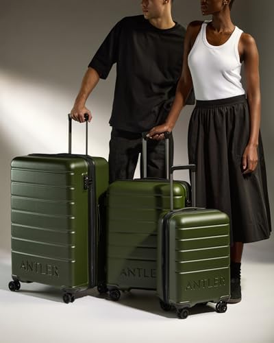 ANTLER - Logo Hard Shell Cabin Suitcase, 55x40x20cm 35.2L, Lightweight & Small, 4 Spinner Wheels - Adjustable Handle,