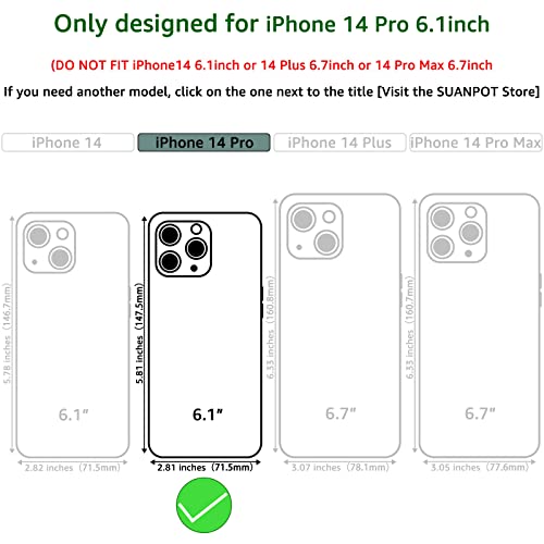حافظة محفظة SEALED - SUANPOT لهاتف iPhone 14 Pro، أزرق وأخضر