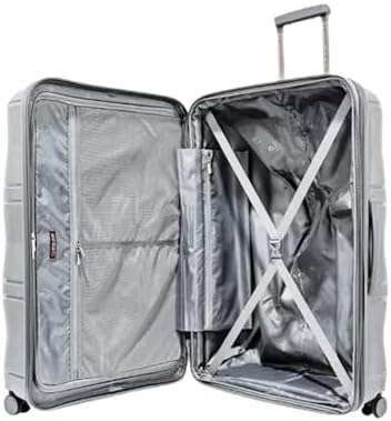 Pierre Cardin UNBREAKABLE Luggage Lightweight suitcase for travel TSA Approved, Double Zipper (Set of 4, White)