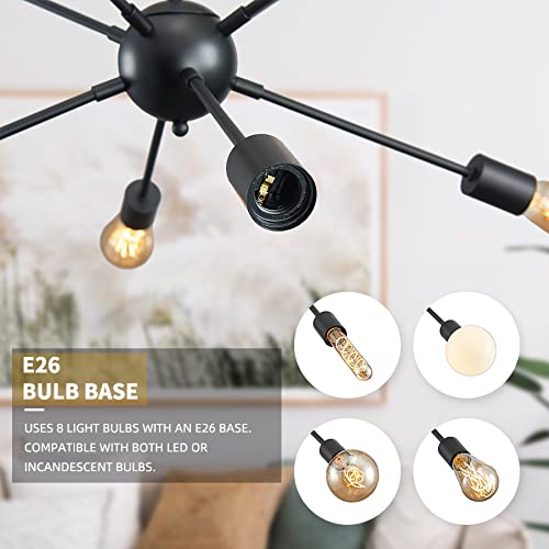 Sputnik Chandelier Light Fixture - Mid-Century Hanging Ceiling Light Fixture