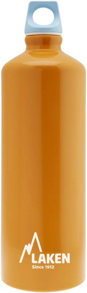 Laken Futura Aluminum Water Bottle, Narrow Mouth, Screw-On Lid with Loop, Leakproof, BPA Free, Made in Spain, 34oz,Orange