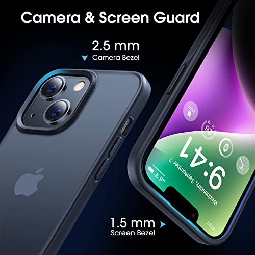 جراب CASEKOO مقاوم للصدمات لهاتف iPhone 14 Plus/15 Plus [حماية من السقوط العسكري حتى 10 أقدام] [مضاد للانزلاق ومريح في الإمساك] غطاء هاتف شفاف واقٍ رفيع ومضاد لبصمات الأصابع مقاس 6.7 بوصة، أسود غير لامع