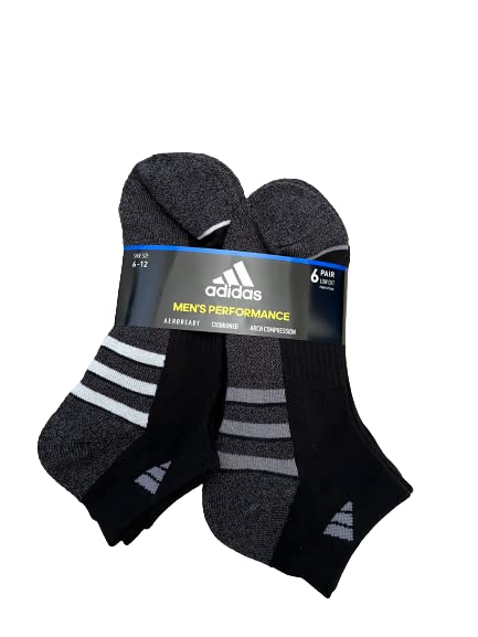 SIZE 6-12 - adidas 6 Pairs Men's Low Cut Socks 6 Pack for Shoe Size 6-12 Black