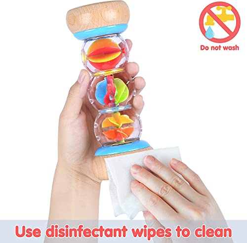PLAY Rainmaker - 7 inch Wooden Rain Stick Montessori Toys for Babies 6-12 Months,Baby Rattle Shaker Sensory Developmental Toy,Raindrops Musical Instrument baby musical toys for 1 year old toddler kids
