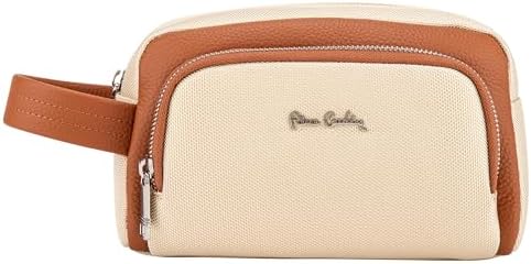 Pierre Cardin Unisex Essential Water Repellent Washbag For Travel, Men Multi Purpose Pouch For Office And Travel PB87087 Beige