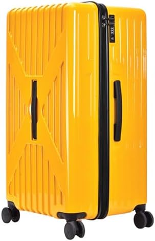 LUSHBERRY AXEL Luggage (29 INCH) Trunk Size Luggage Polycarbonate Hard Case Japan Hinomoto Double Wheels Anti Theft Travel Bags Suitcase International Lock Large Capacity Volume (Yellow)