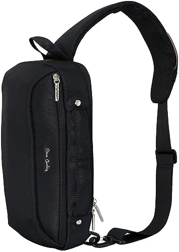 Pierre Cardin Anti Theft Crossbody Sling Bag Waterproof Shoulder PU Backpack Men's Lightweight Shoulder Chest Crossbody Bags with USB Charging Port