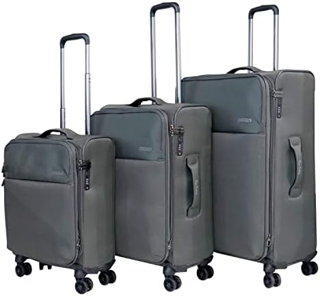 Pierre Cardin Luggage Softside Lightweight Suitcase for Travel, TSA Approved Lock, Anti Theft Double Zipper, Mercury Collection (Set of 3, Grey)