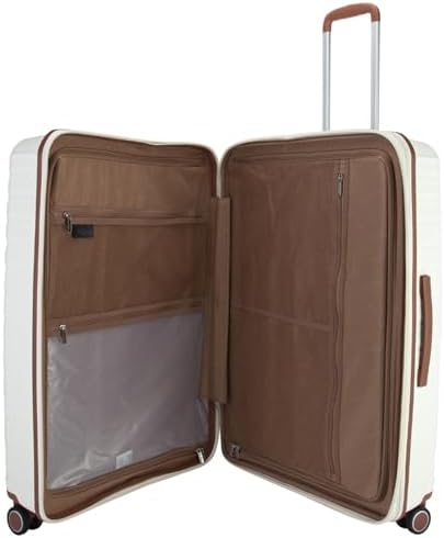 Pierre Cardin Luggage Lightweight Suitcase for Travel,Unbreakable Luggage, 4 Sppiner Wheels.Set of 3 (White)