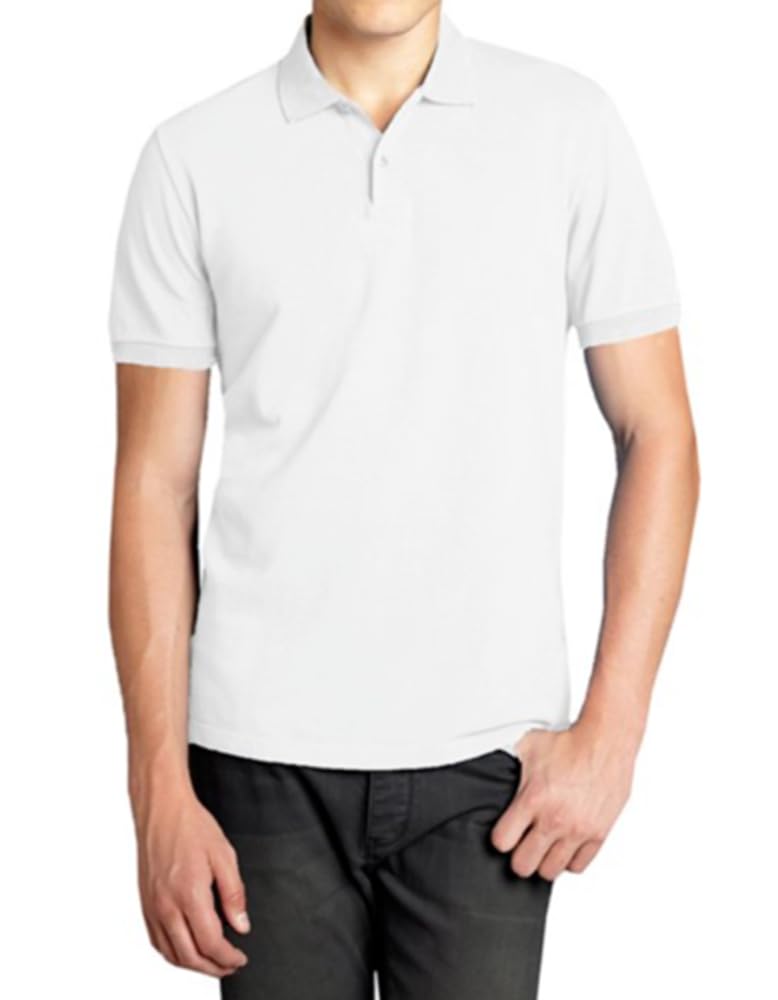 SIZE M - 32 Degrees Men’s Micro Pique Polo (US, Alpha, Medium, Regular, White)