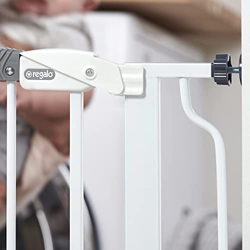 Regalo Easy Step Fits opening  73.66 cm X 97.79 cm wide, 76.2 cm High Walk Through Baby Gate, white