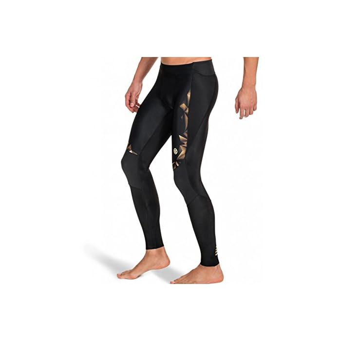 SKINS Men's A400 Compression Long Tights, Black/Gold, Large Short