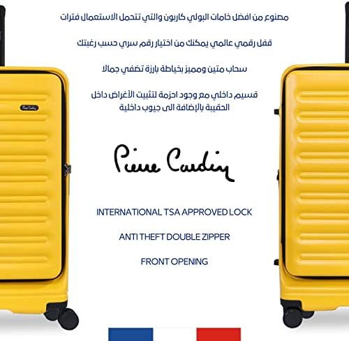 Pierre Cardin Front Zipper Luggage Lightweight Hardside Suitcase for Travel, TSA Approved, ANTI Theft Double Zipper (Set of 3, Yello
