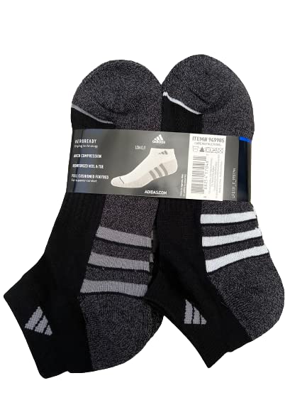 SIZE 6-12 - adidas 6 Pairs Men's Low Cut Socks 6 Pack for Shoe Size 6-12 Black