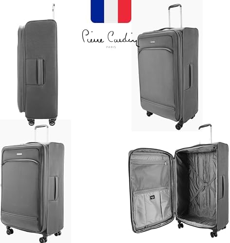 Pierre Cardin Luggage Softside Lightweight Suitcase for Travel, TSA Approved Lock, Anti Theft Double Zipper, Mercury Collection (D.Grey)
