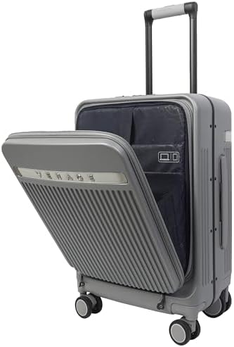 VERAGE Windsor Aluminum Carry On Suitcase, Polycarbonate Hardside Spinner Luggage, Green, Carry-On 20-Inch, Carry-On 20-Inch, Hardside Spinner Luggage (Grey)