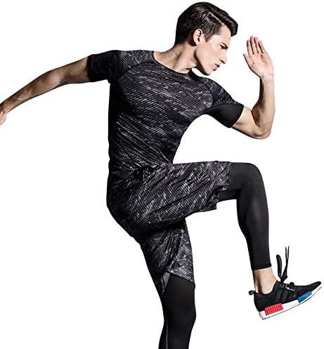 Quick Dry Fitness Running Compression Suits Shirt Pants Short Pack Of 3 For Men XL