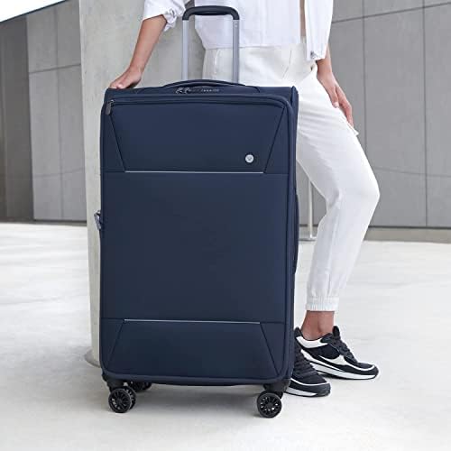 ANTLER Softside Luggage BRIXHAM Collection Lightest suitcase ever made by ANTLER UK, TSA Approved, Anti Theft Double Zipper Luggage for travel (Set of 3, Navy)