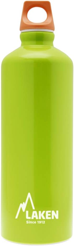 Laken Futura Aluminum Water Bottle, Narrow Mouth, Screw-On Lid with Loop, Leakproof, BPA Free, Made in Spain, 34oz,1Ltr, Lite Green