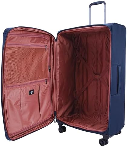 Pierre Cardin Softside Luggage Set of 5 Ultra Light Weight 4 Wheels TSA Approved (NAVY)