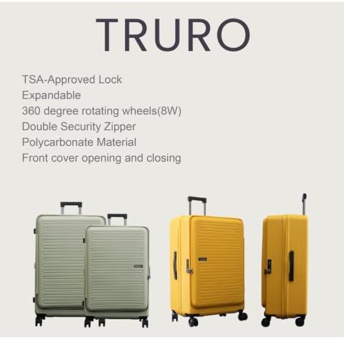 ANTLER Front Pocket Hardside Luggage Set of 2, Expandable 4 Double Wheeled Suitcase for Travel And business Trip. Anti Theft Double Zipper, TSA Lock (Blue)